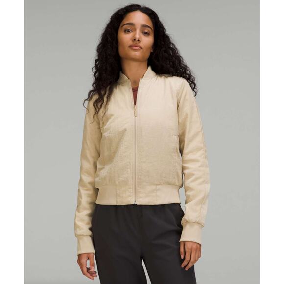 LULULEMON Non-Stop Bomber Jacket Trench Khaki Tan Sz 6 {YY24} - Picture 1 of 12